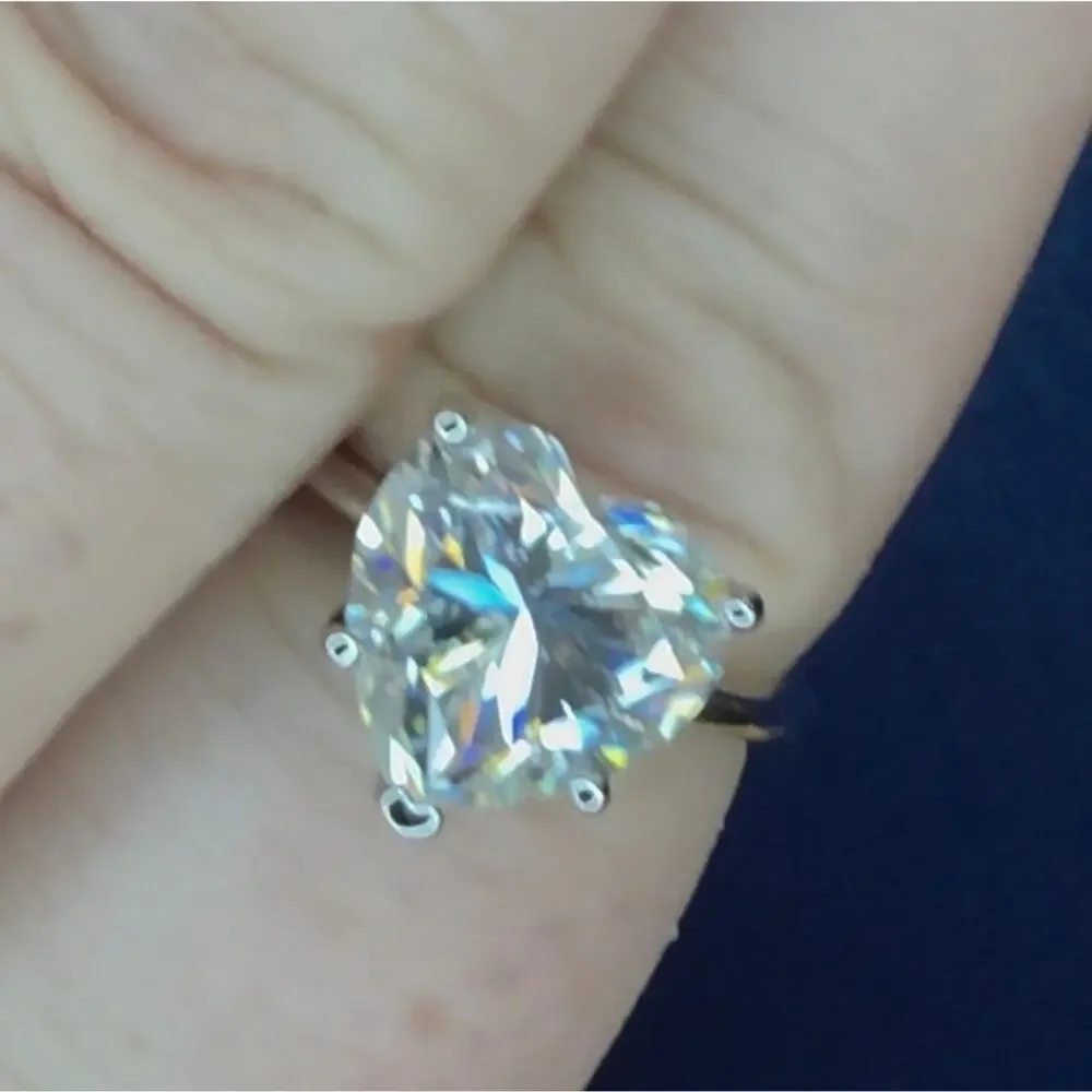 4Ct Heart Moissanite 925 Sterling Silver Ring 10mm Size 9 516